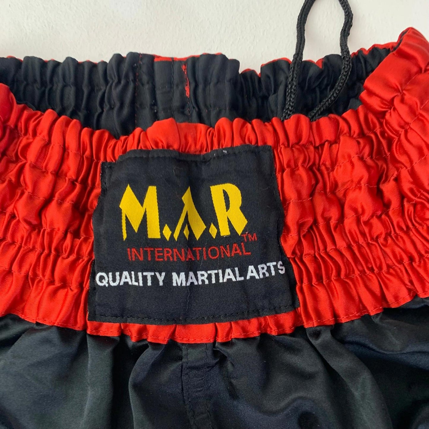 M.A.R Thai Boxing Shorts Star Striped Design Black Red Mens Medium