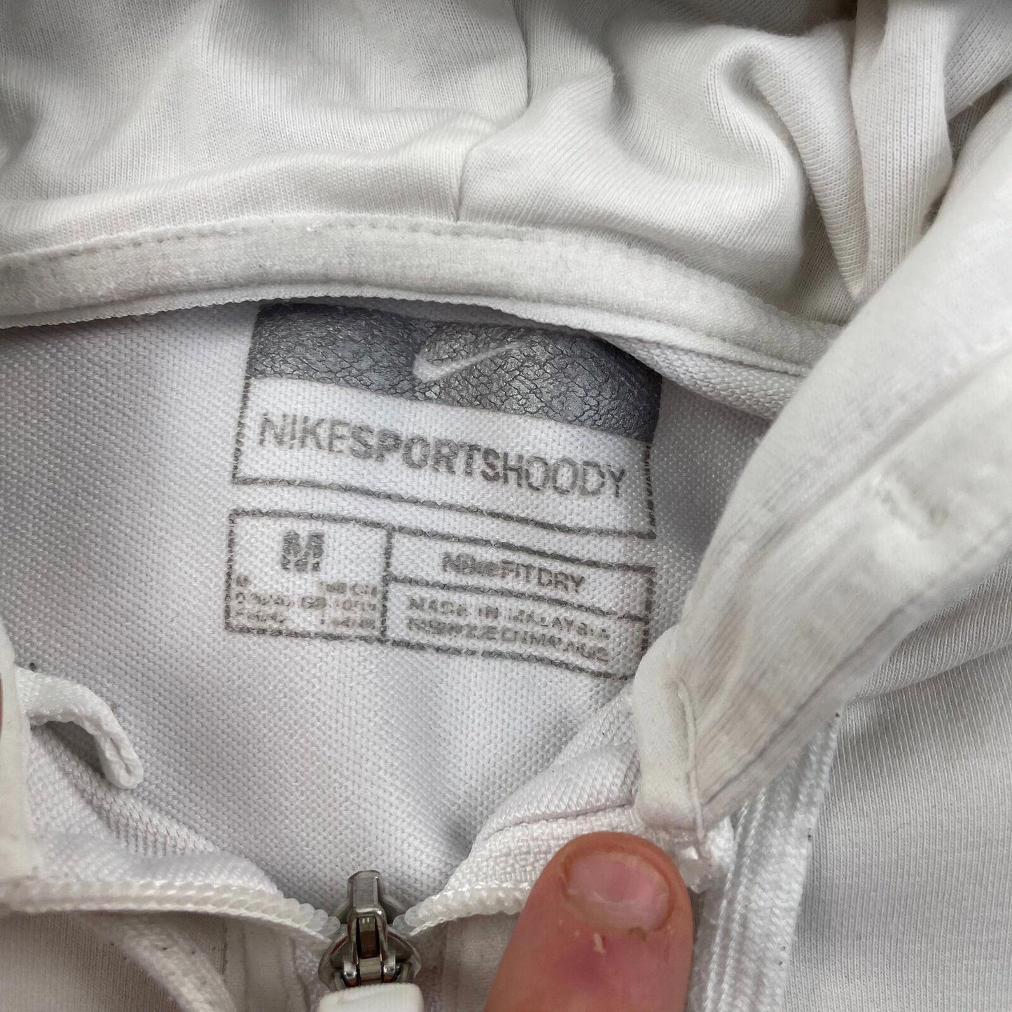 Women’s NIKE White Full Zip Nike-Fit Hoodie , Size M