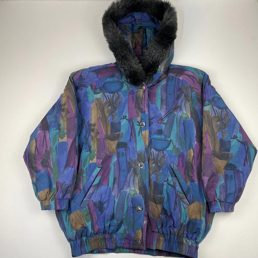 Women’s Vintage Funky Print Pattern Jacket , Size UK 14