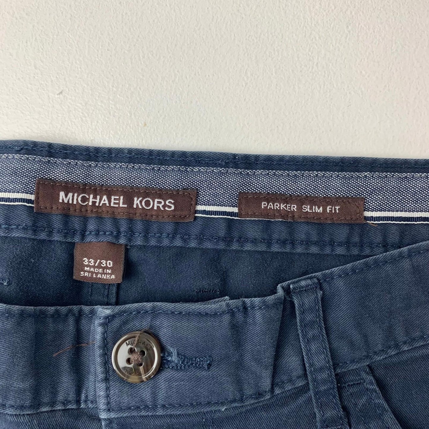 Michael Kors Parker Slim Fit Trousers Blue Mens 33/30
