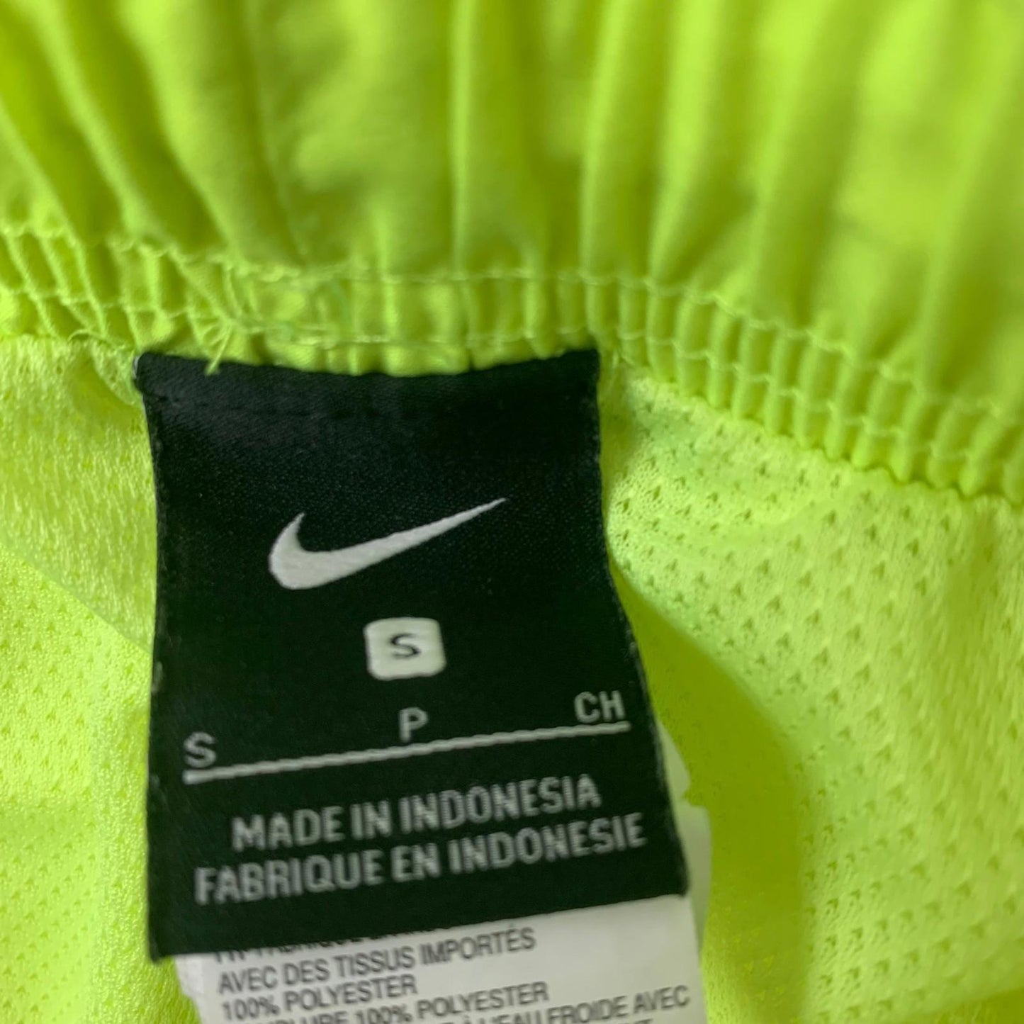 Nike Athletic Shorts Neon Green Elastic Waist Logo Print Mens Small