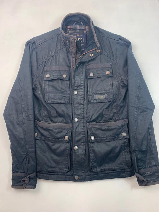 Mens Diesel Waxed Cotton Style Utility Jacket / Medium / Black / Versatile