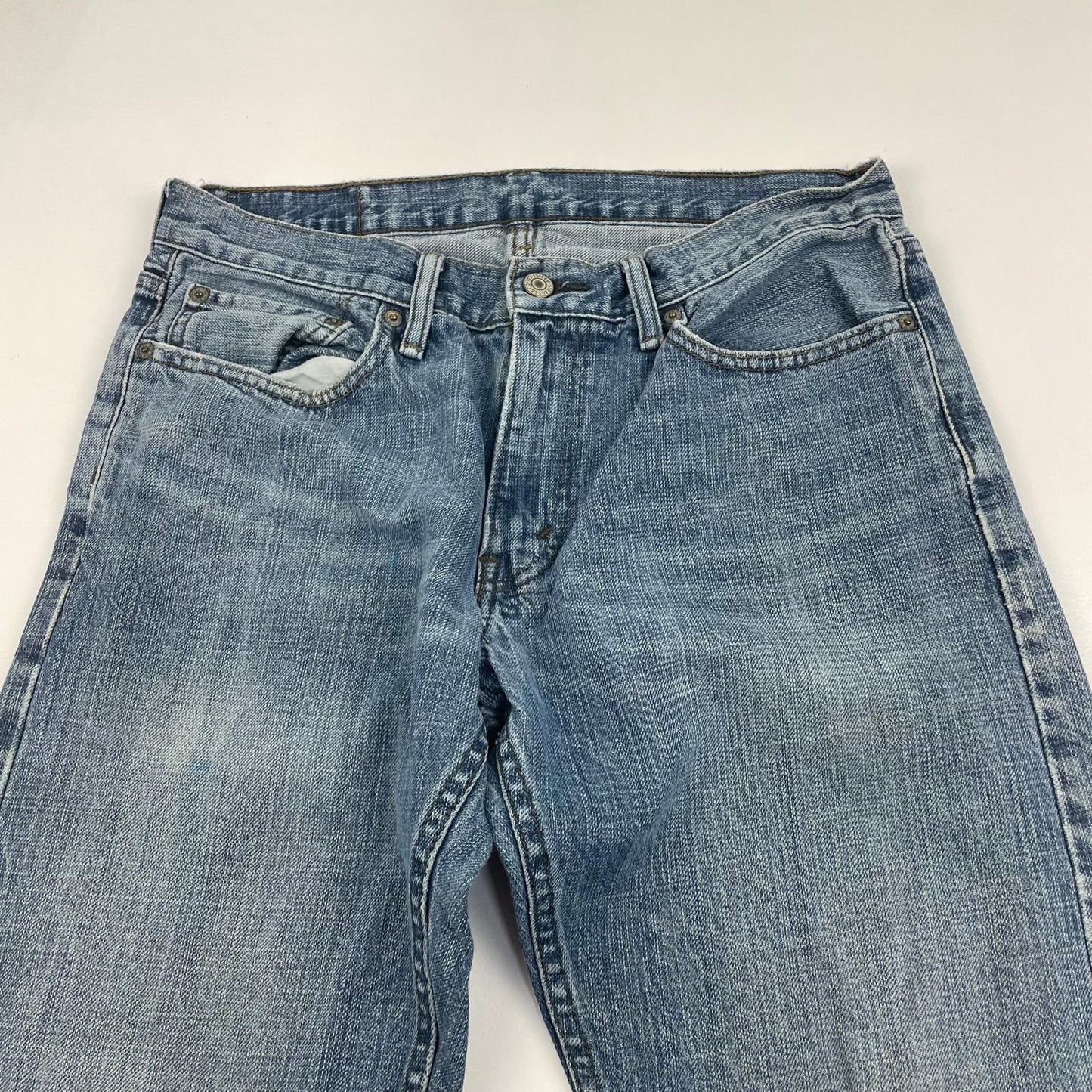 LEVI'S 514 Straight Leg Denim Jeans Distressed Blue Mens W32