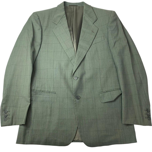SARTORIA TAI Blazer Vintage Check Pattern Green Mens 44R Wool Jacket