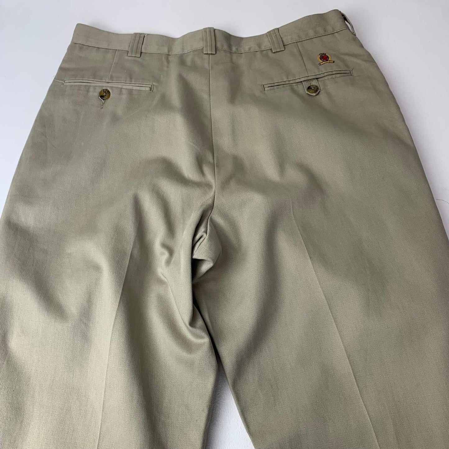 Tommy Hilfiger Trousers Vintage Relaxed Fit Beige Pleated Mens 34x30