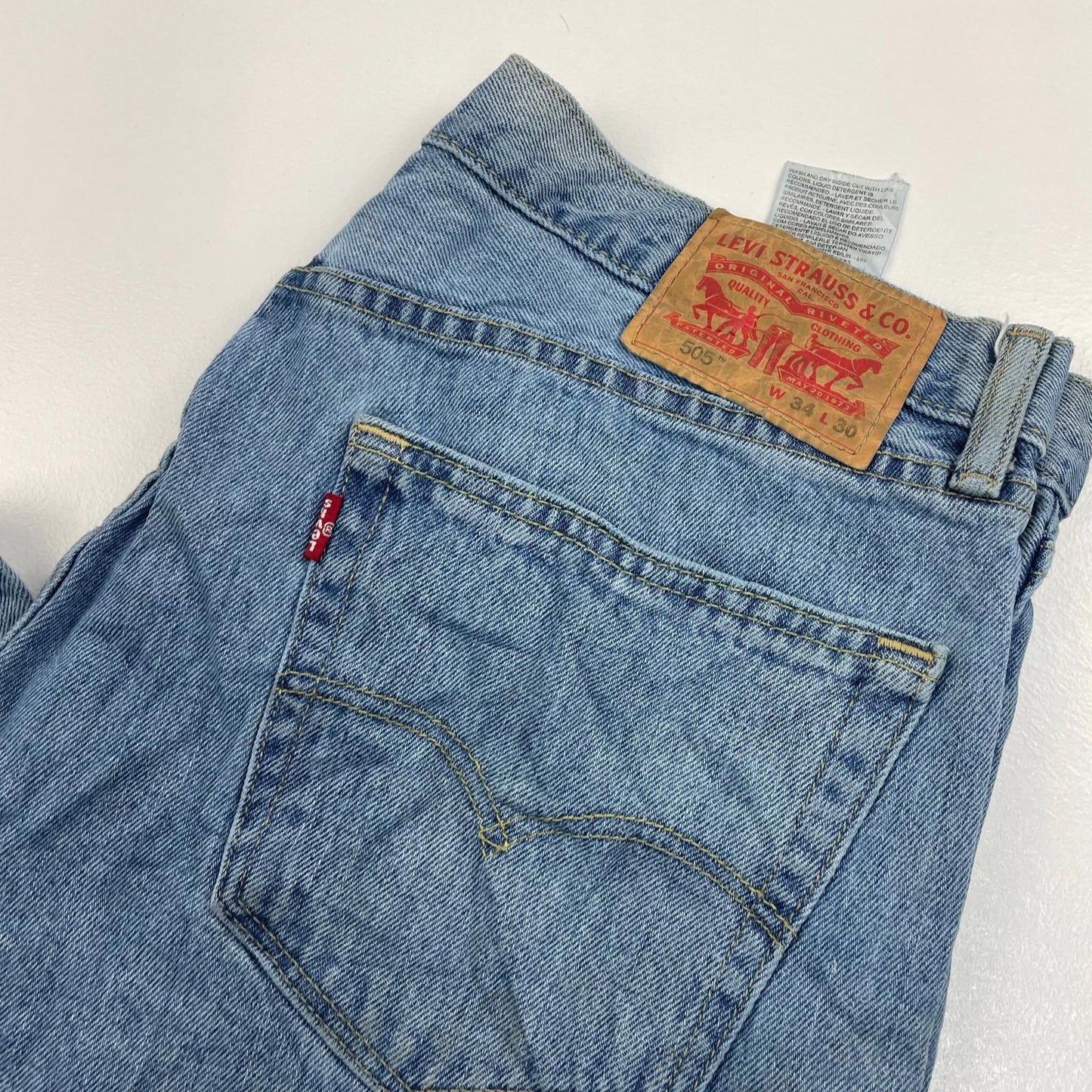 LEVI'S 505 Jeans Straight Leg Stonewash Blue Denim Mens W34 L30