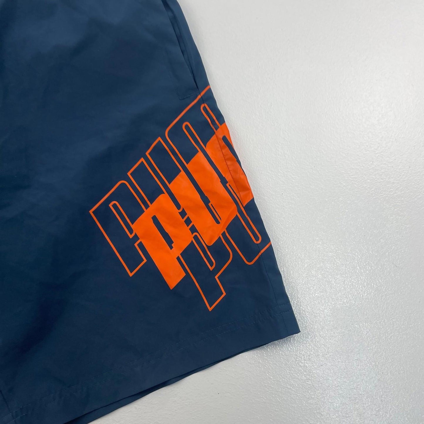 PUMA Athletic Shorts Graphic Print Blue Orange Mens UK S