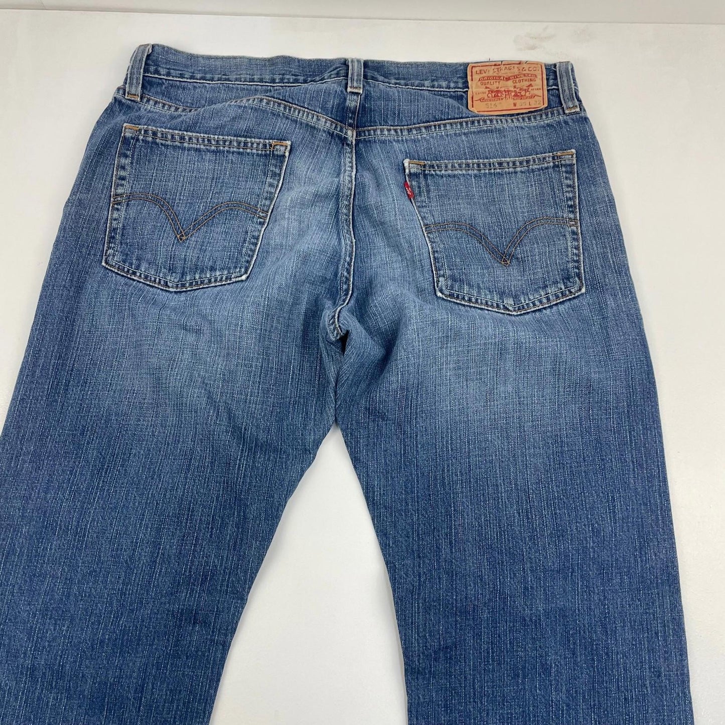 LEVI'S 514 Jeans Slim Straight Fit Distressed Blue Cotton Mens W36 L32