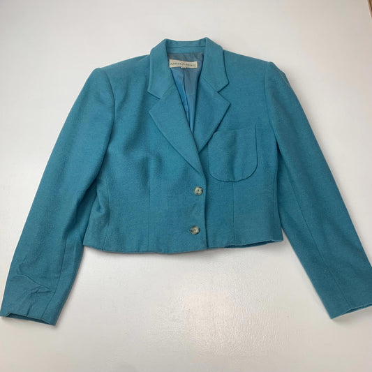 Women’s Vintage ANGELA FIORE Cropped Wool Jacket / Turquoise / Italian 42