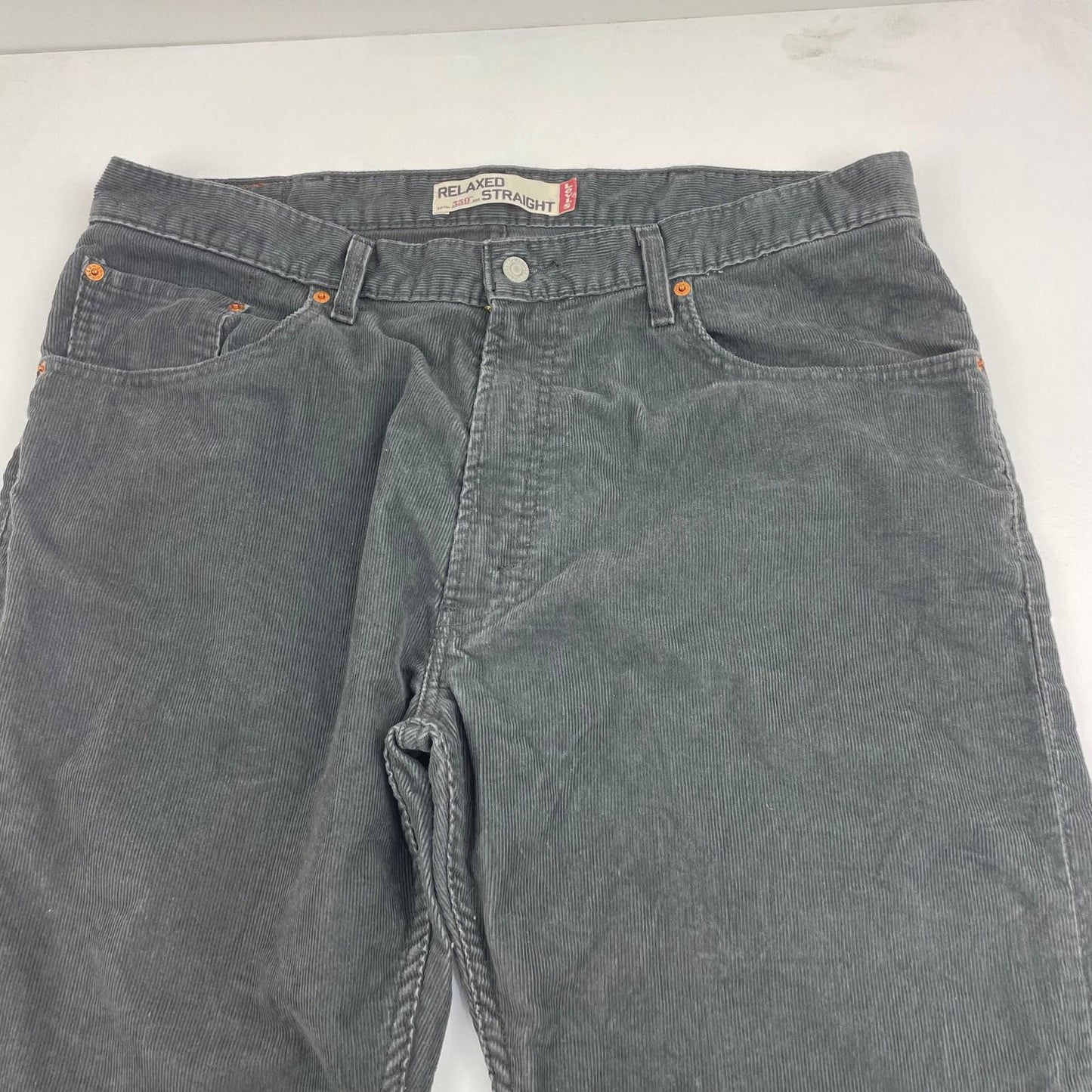 Levi's 559 Relaxed Straight Trousers Corduroy Grey Mens W38 L30