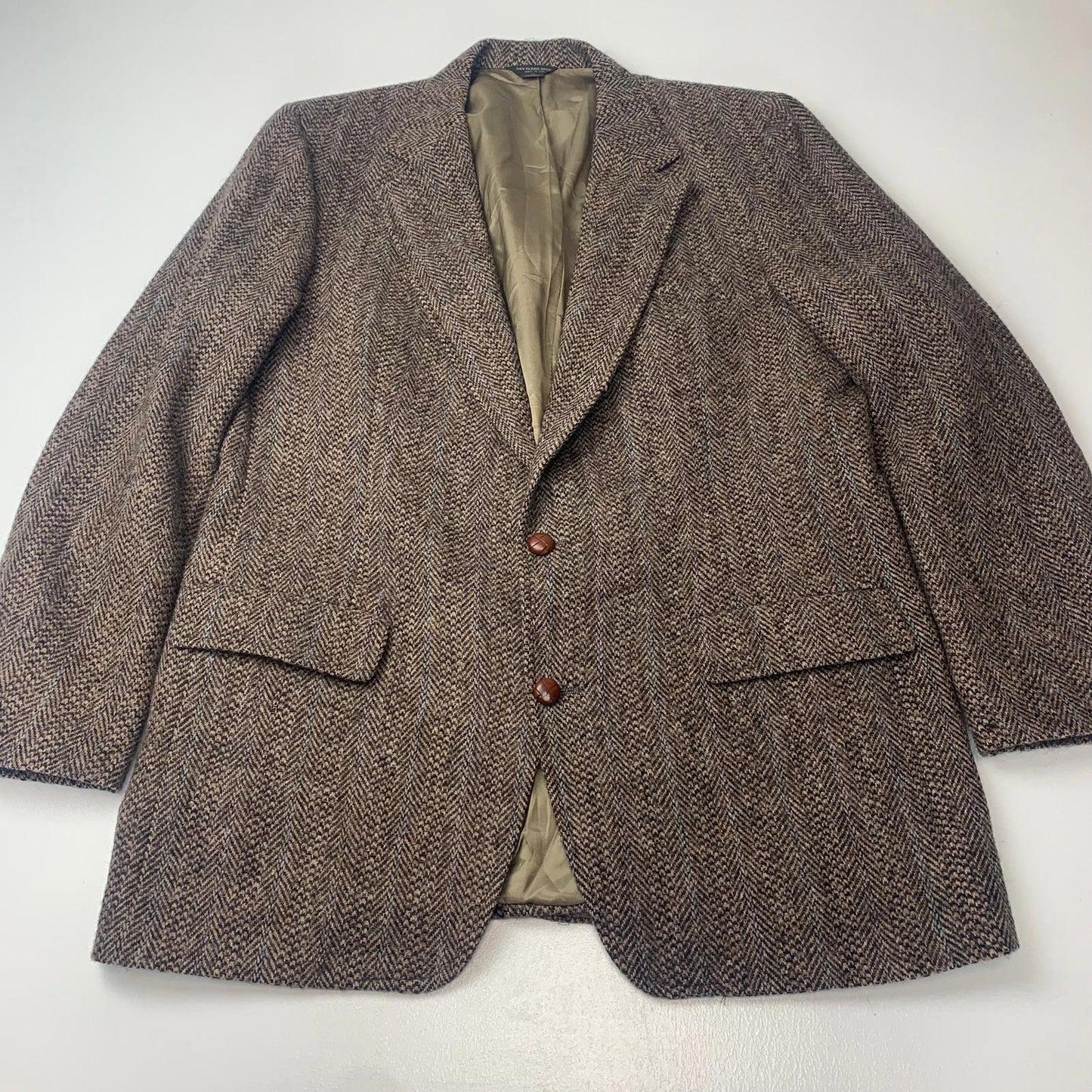 Men’s CLUB ROOM Harris Tweed Jacket / Brown / 44 L