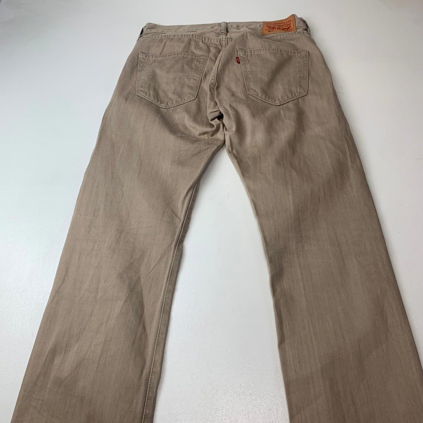 Levi's 501 Original Fit Straight Leg Beige Jeans Mens W31 L34