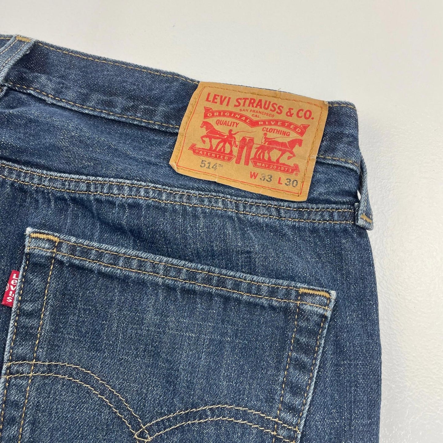 LEVI'S 514 Jeans Regular Fit Vintage Blue Denim Mens W33 L30