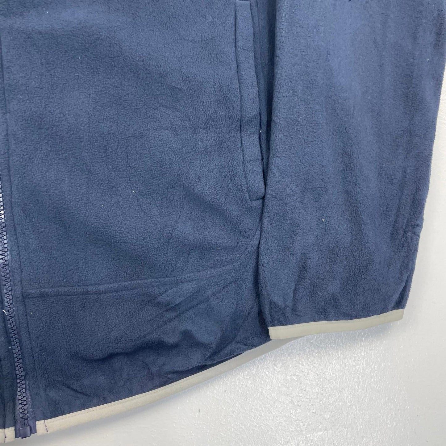 REEBOK Fleece Jacket Full Zip Colourblock Blue Grey Mens XL