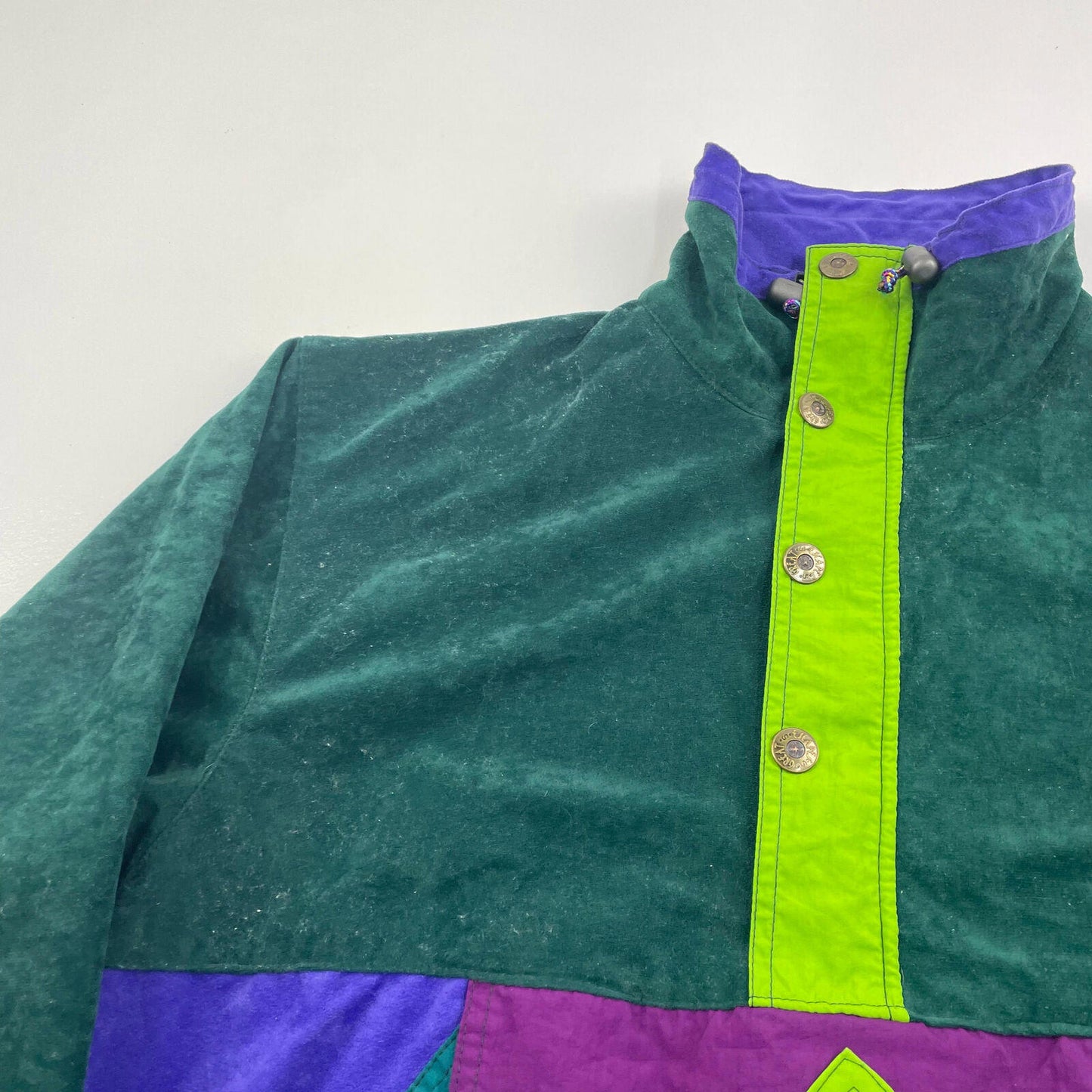 Women’s Vintage 90’s Funky Velour Multicoloured Track Jacket , Size L