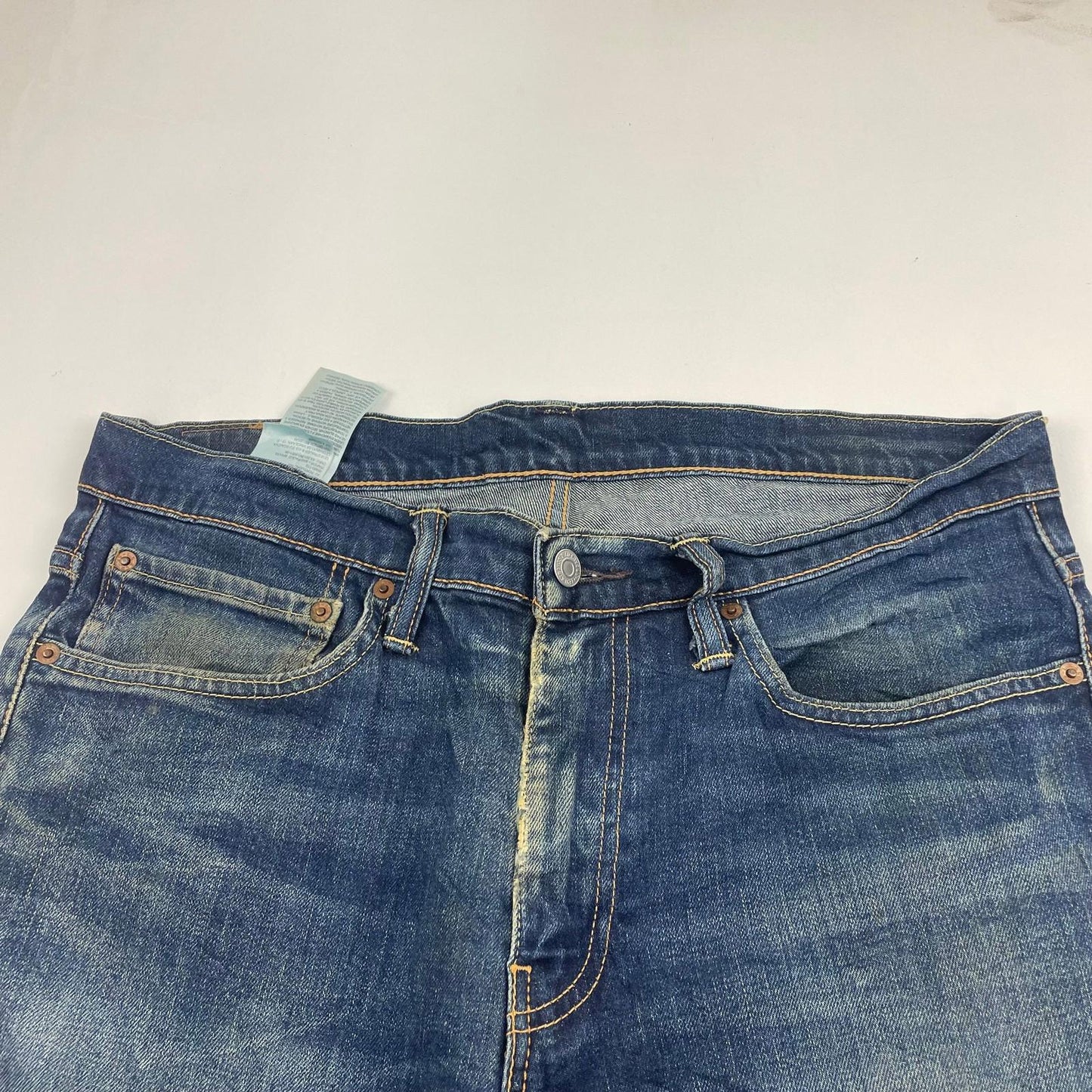 LEVI'S Jeans Straight Fit Faded Casual Blue Cotton Denim Mens W34 L30