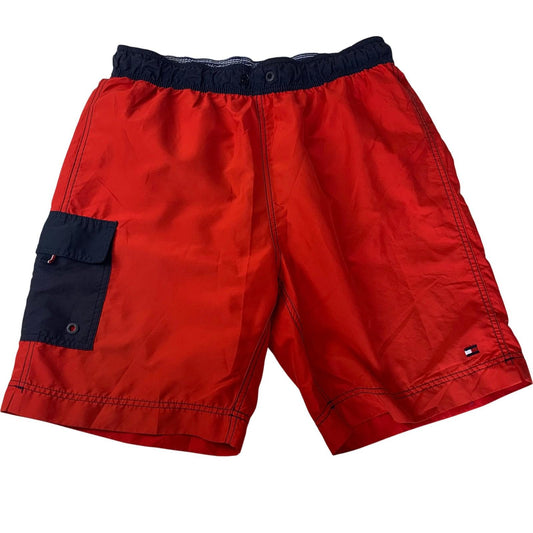 Tommy Hilfiger Swim Shorts Red Colourblock Pocket Swimwear Mens L