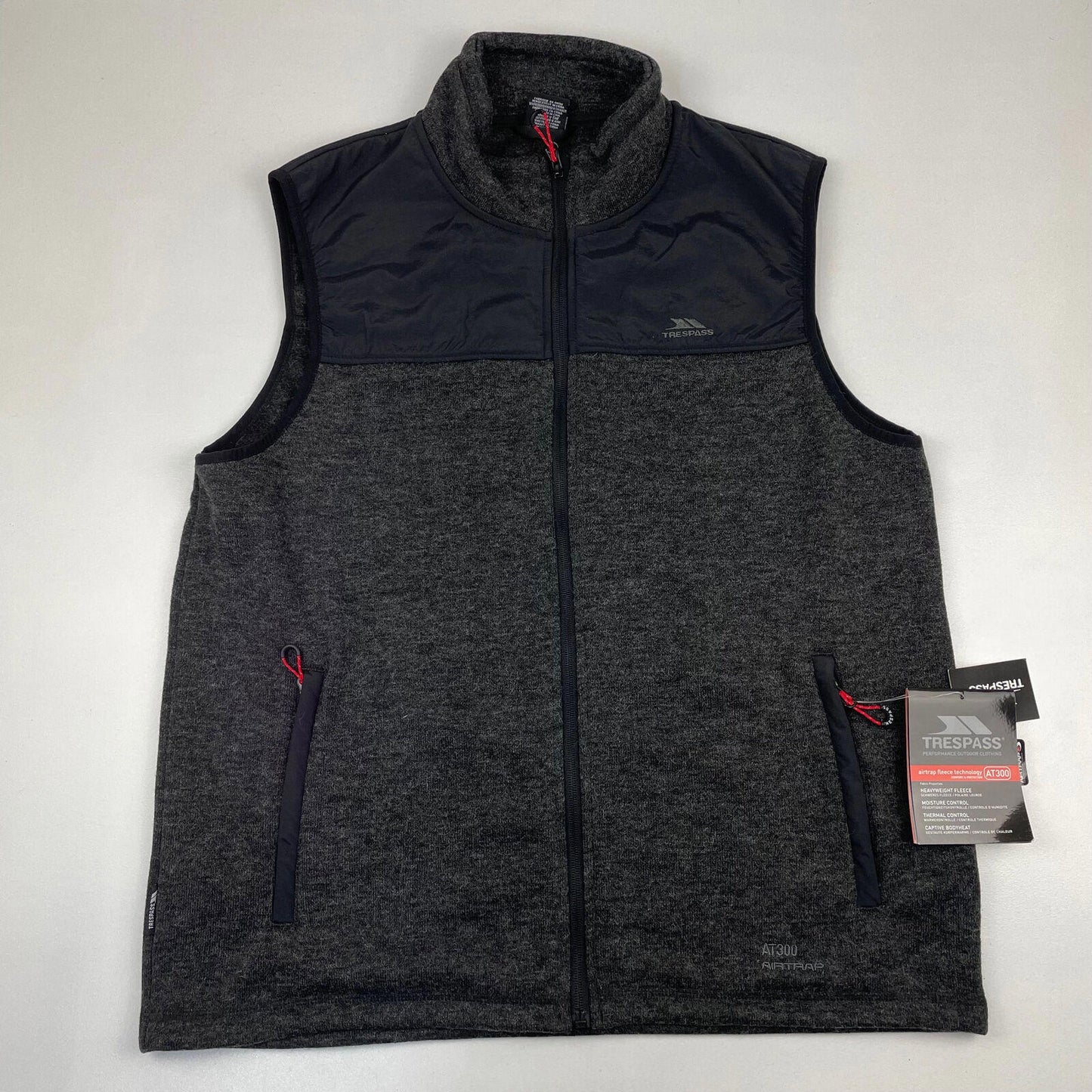 BNWT TRESPASS AIR TRAP 300 Men’s Grey Gilet Fleece Jacket , Size Large