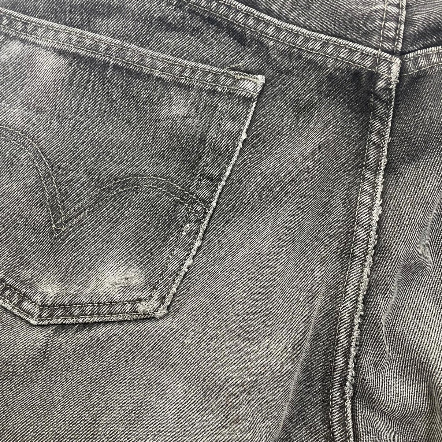 LEVI'S 505 Regular Fit Jeans Distressed Black Cotton Mens W36 L32