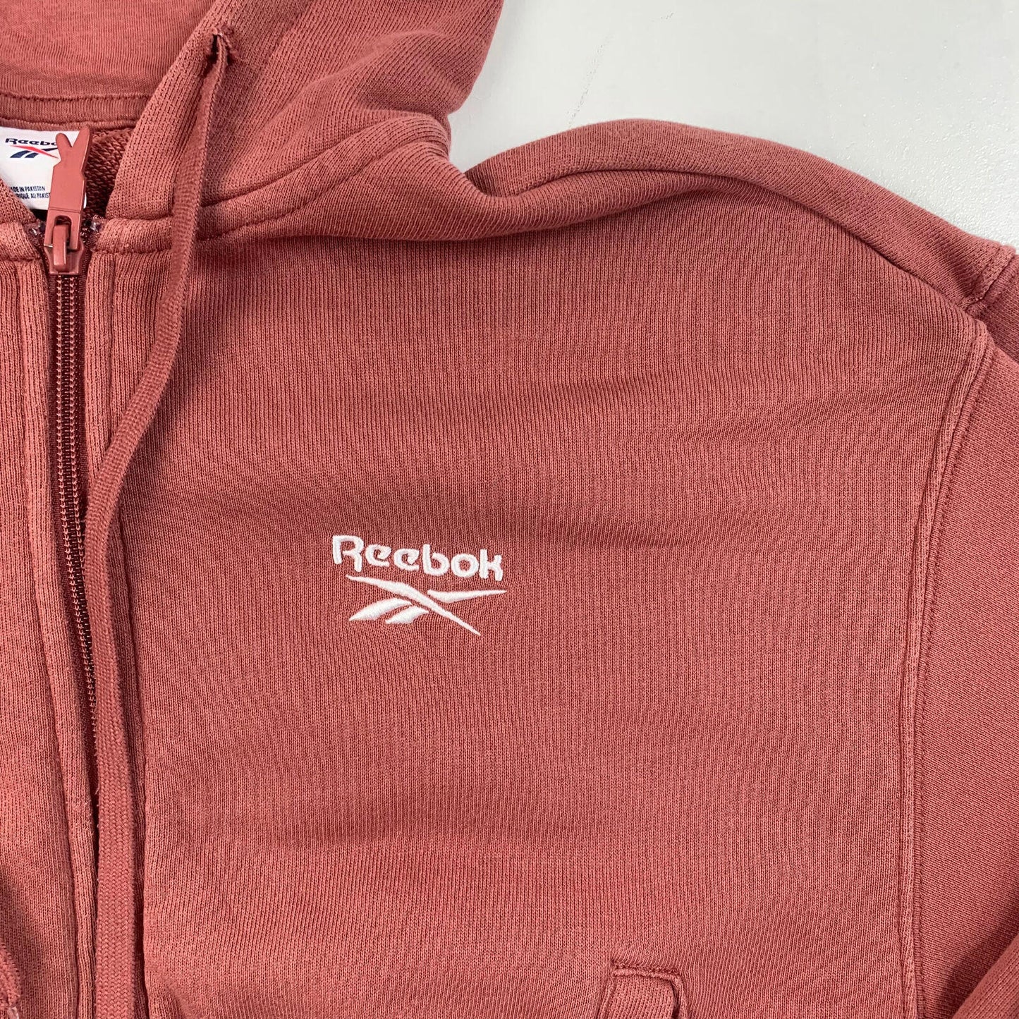 Womens REEBOK cropped Full Zip Hoodie / Rose / Small