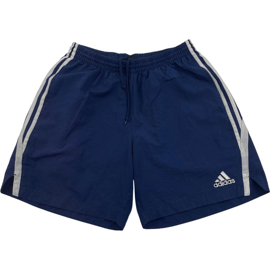 ADIDAS Athletic Shorts 3 Stripes Embroidered Logo Blue Mens UK L