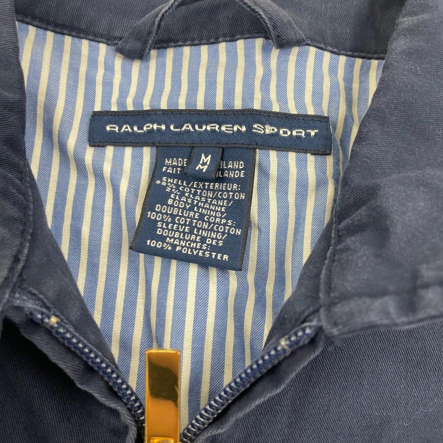 RALPH LAUREN SPORT Jacket Zip Button Blue Embroidered Logo Women M