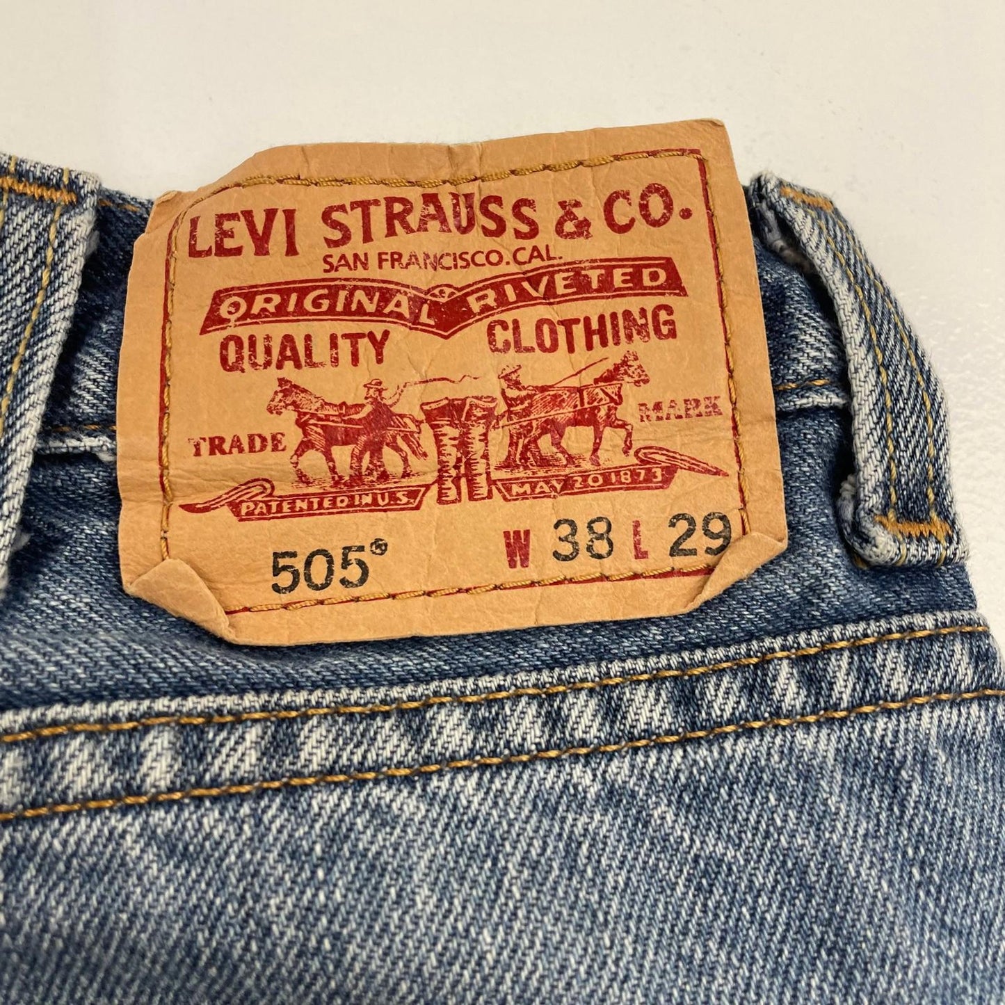 LEVI'S 505 Jeans Regular Straight Mid Wash 90s Denim Trousers Mens W38 L29