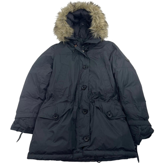 Polo Ralph Lauren Parka Fur Trim Hooded Black Jacket Women M