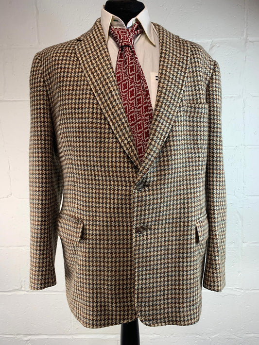 Mens BURTON TAILORED Harris Tweed Wool Jacket / Brown / 42R