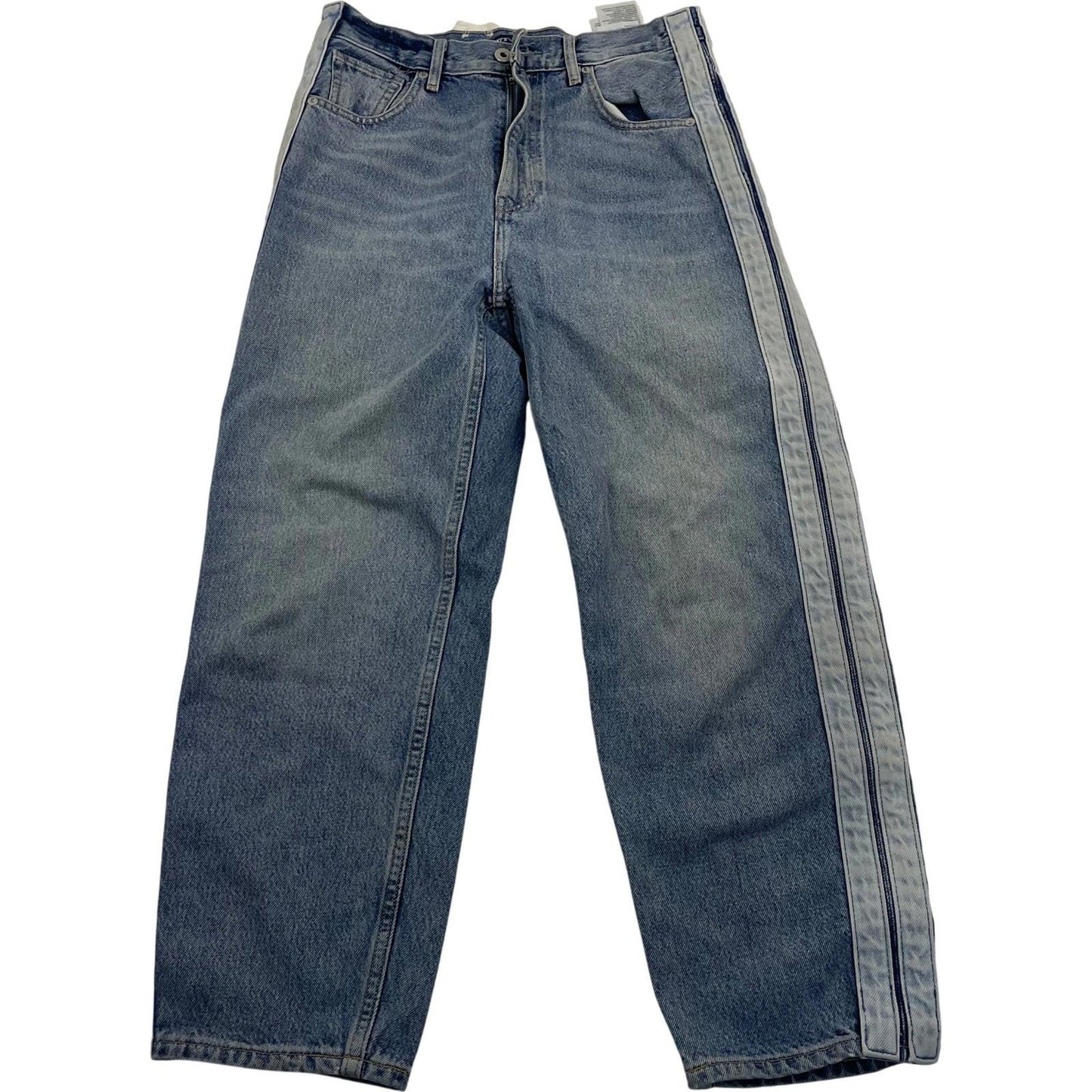 Levi's Made & Crafted Barrel Crop Jeans Stripe Denim Blue Womens UK 8