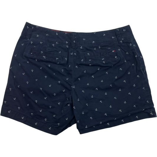TOMMY HILFIGER Chino Shorts Anchor Print Nautical Navy Blue Women Size UK 6