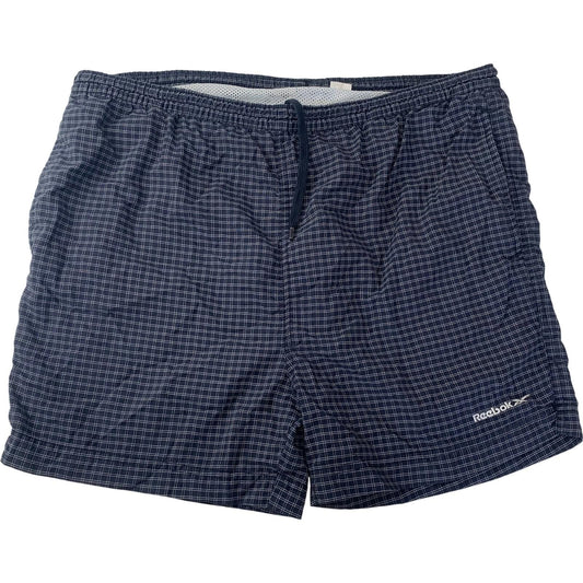 Reebok Essentials Swim Shorts Check Pattern Mesh Lining Blue Mens 30