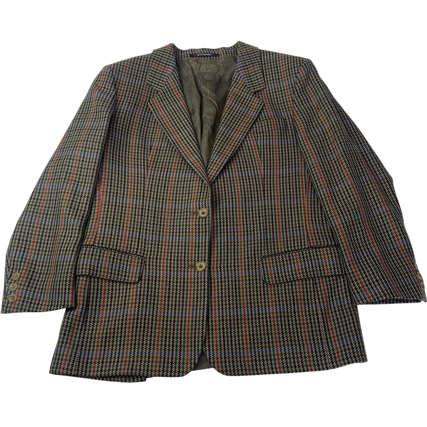 DAKS Signature Blazer Plaid Check Wool Smart Jacket Multicoloured Women UK 16