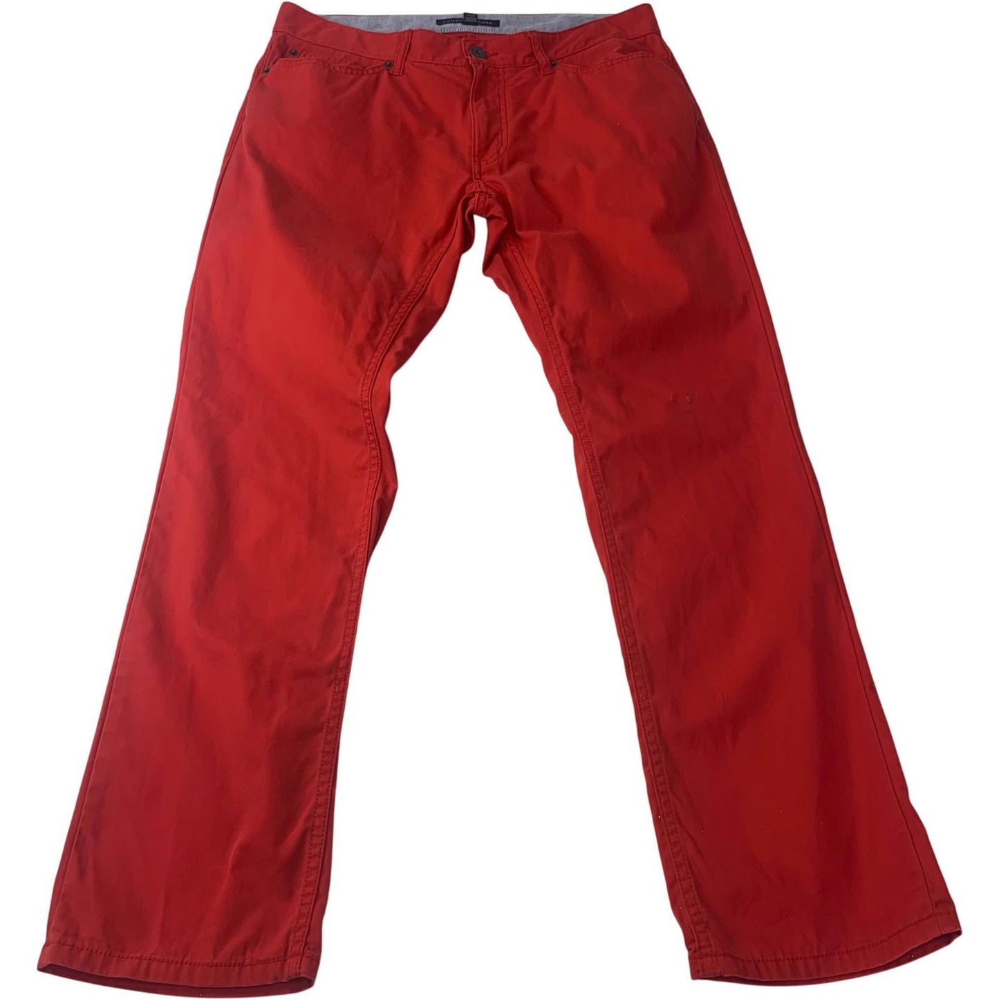 Tommy Hilfiger Red Trousers Straight Cotton Stylish Mens 32/30