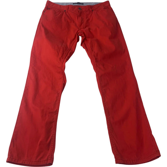 Tommy Hilfiger Red Trousers Straight Cotton Stylish Mens 32/30