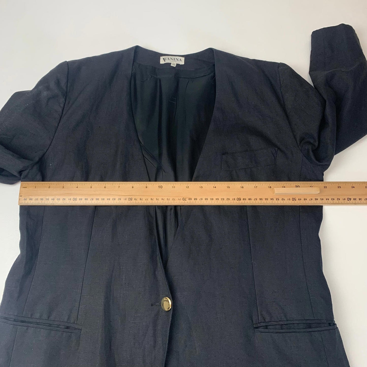 Women’s Vintage Italian Linen Jacket / Black / Italian 50