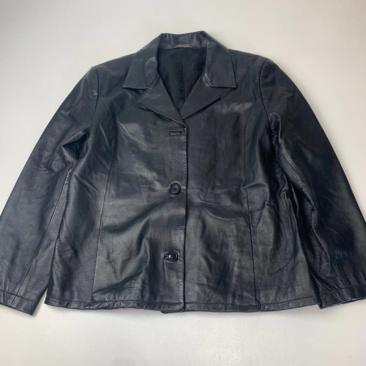 Women’s Black Leather Jacket / Large / Made in Italy