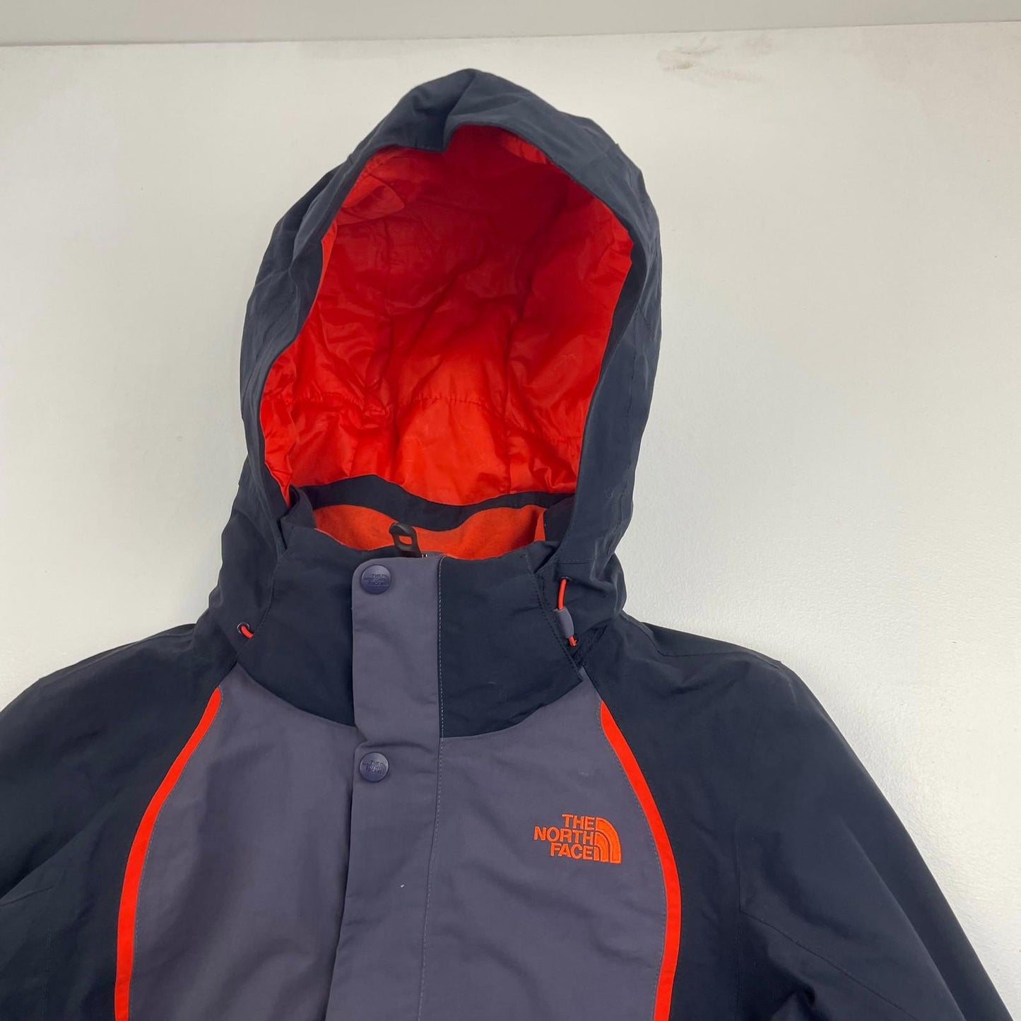 The North Face Women's Ski Jacket Hooded Waterproof Orange Grey XS