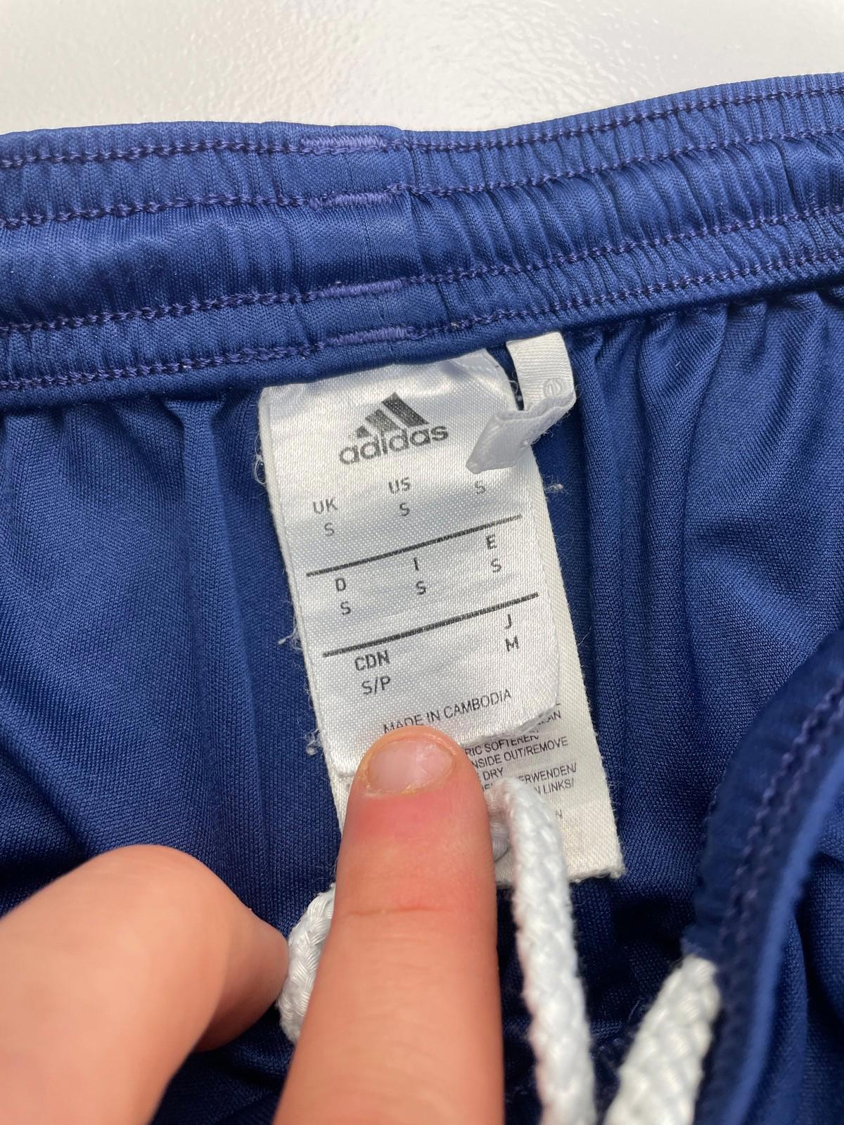 ADIDAS Activewear Shorts Athletic Blue White Stripe Drawstring Mens S