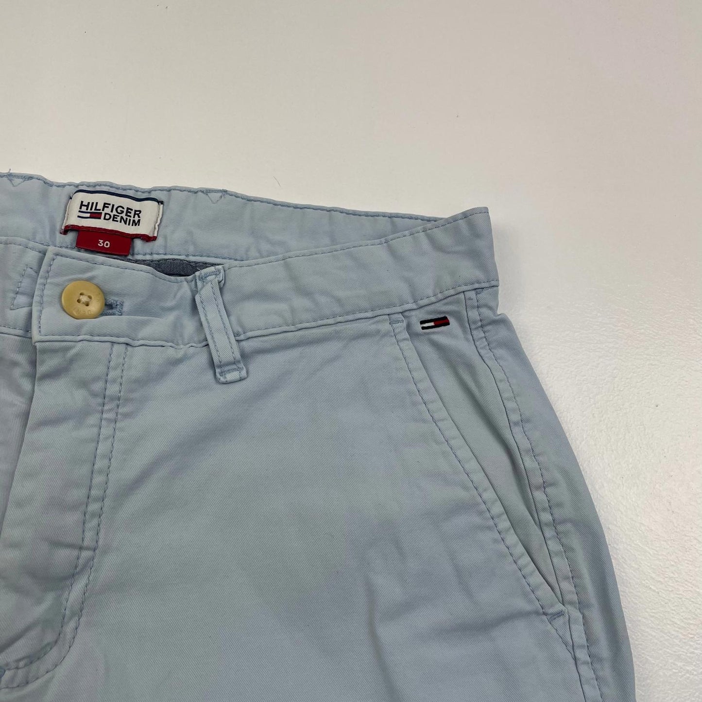 HILFIGER Denim Shorts Chino Light Blue Casual Mens Size 30