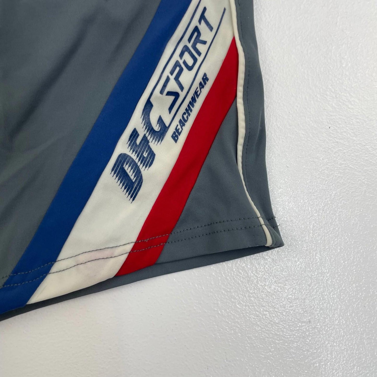 D&G Swim Shorts Retro Style Grey Red Blue Men's SMALL