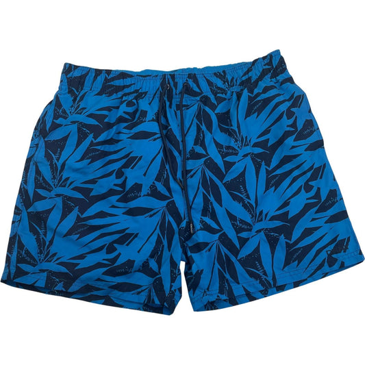 DKNY Swim Shorts Blue Leaf Print Pattern Mens XL