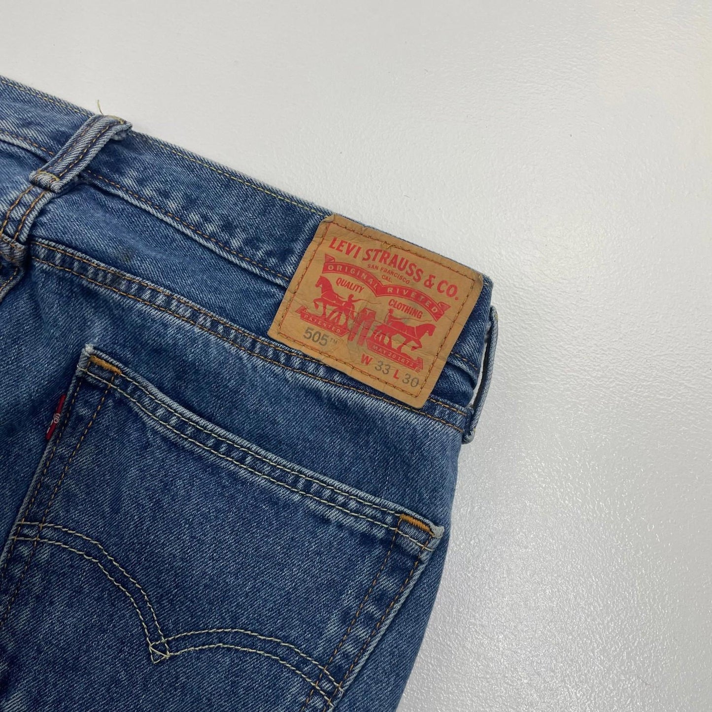 Levi's 505 Jeans Straight Fit Dark Wash Denim Classic Blue Mens W33 L30