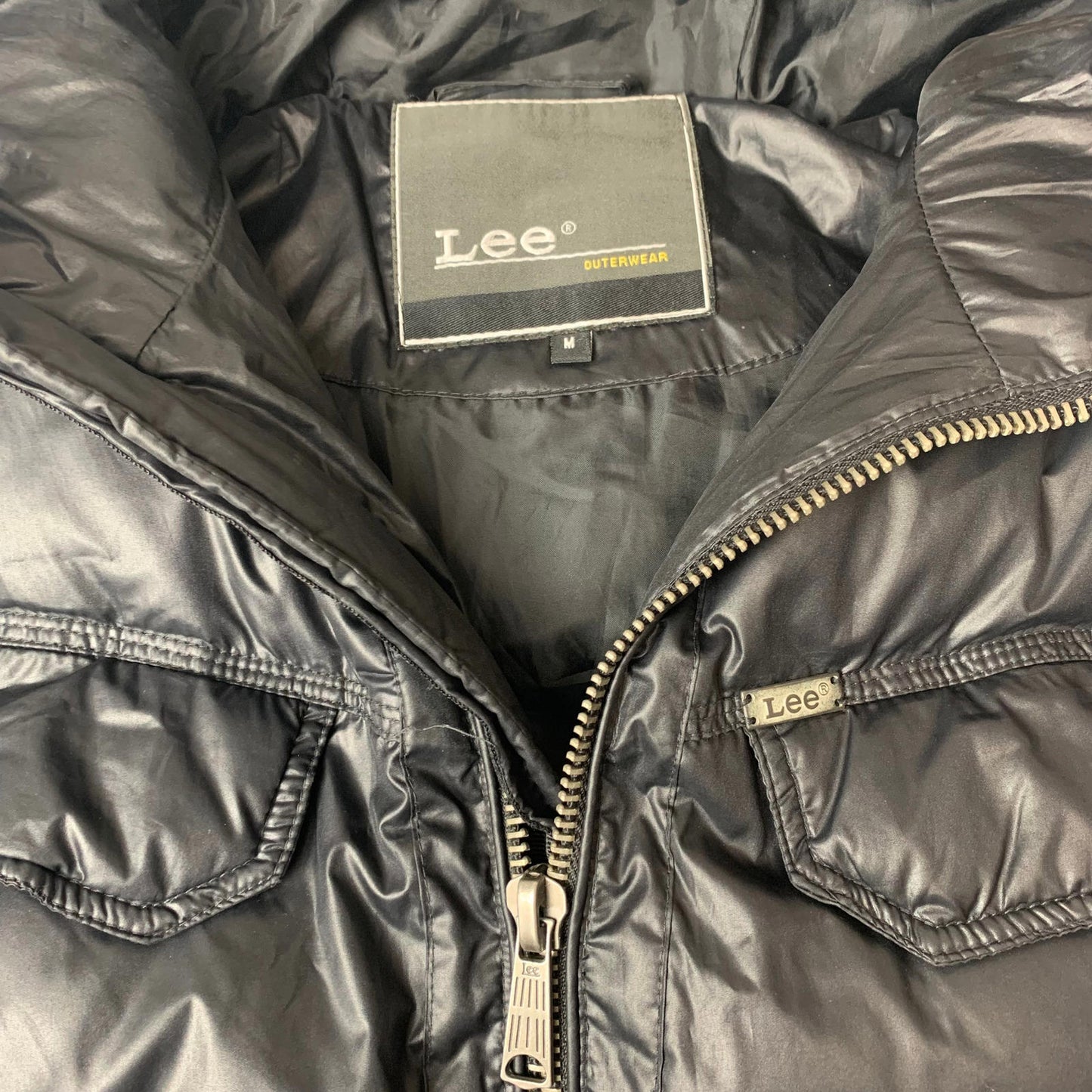 Mens LEE Puffer Jacket / Black / Medium / Bomber Style /Hood