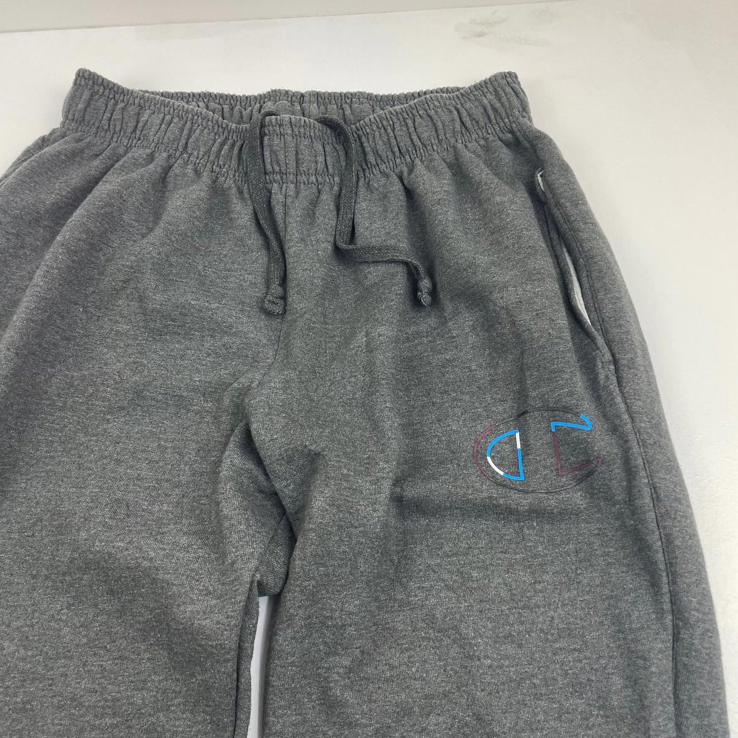 Champion Athletic Joggers Drawstring Cuffed Grey Logo Men M