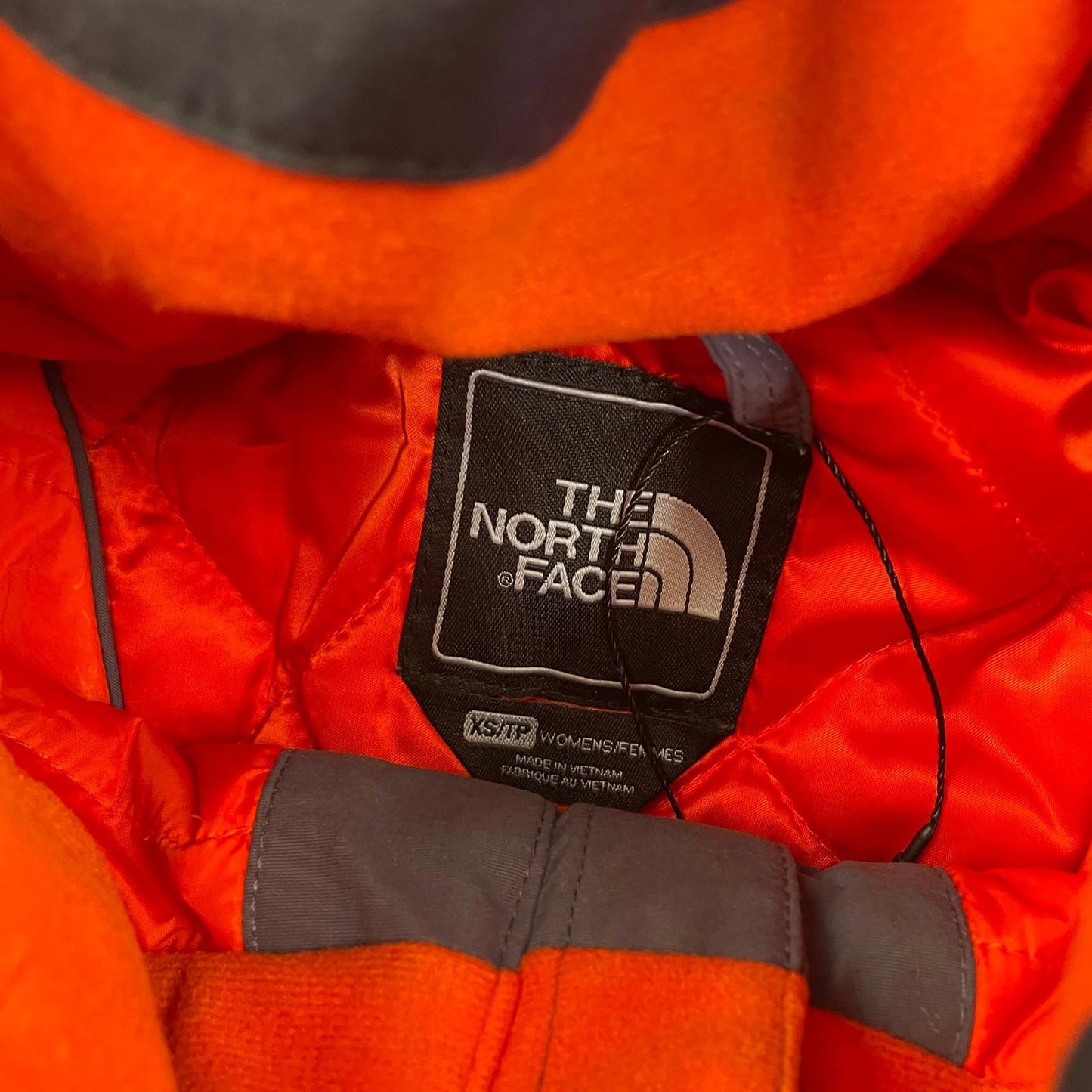 The North Face Women's Ski Jacket Hooded Waterproof Orange Grey XS