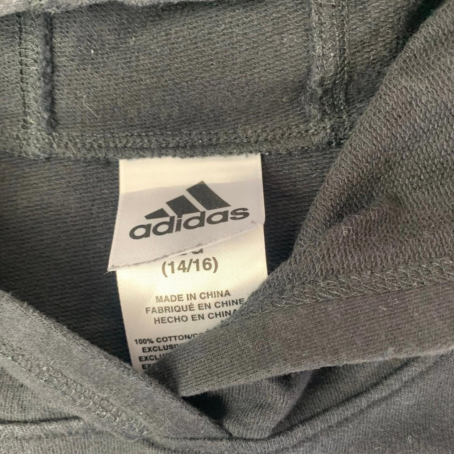 Adidas Hoodie Black Graphic Logo Pullover Casual Womens Label Size 14/16