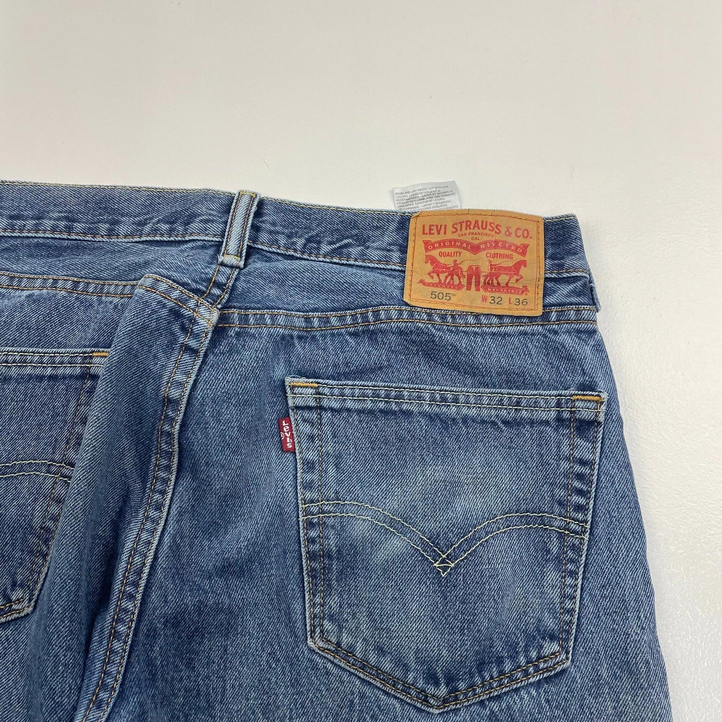 LEVI'S 505 Jeans Straight Regular Fit Blue Denim Classic Mens W32 L36