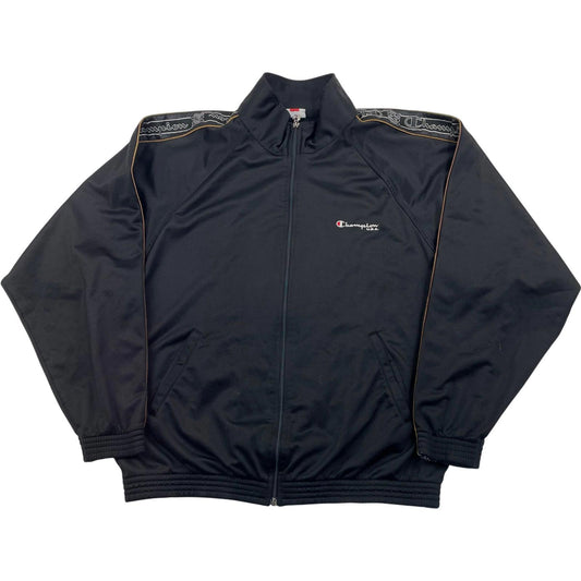 Champion Track Jacket Full Zip Embroidered Logo Black Mens Large