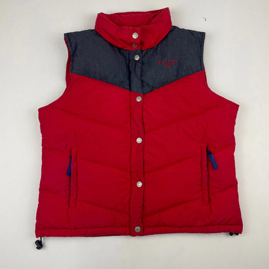 Women’s TOMMY HILFIGER Red & Denim Gilet Puffer Jacket , Size Medium